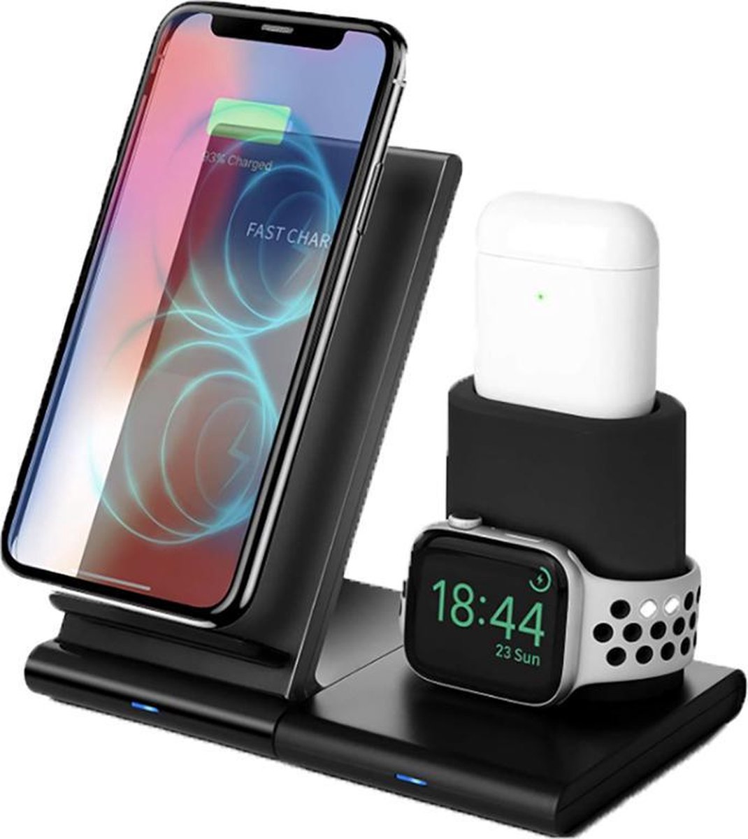 ExCorn 3 in 1 Dock - iPhone Dock - Apple Watch - iPhone Stand - Draadloos  Oplader -... | bol.com