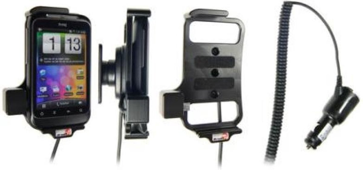 Brodit houder geschikt voor HTC Wildfire S Actieve houder met 12/24V lader. Let op: Uitlopend artikel, Kan niet retour!