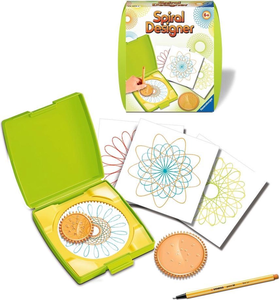 Spiral Designer Junior – Ravensburger – Dessin De Spirales – 2 Roues Crantées + 3 Crayons + 10 Feuilles – Dès 4 Ans