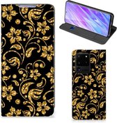 Geschikt voor Samsung Galaxy S20 Ultra Smart Cover Gouden Bloemen