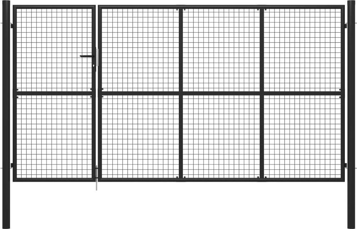 vidaXL - Tuinpoort - staal - 350x150 - cm - antraciet