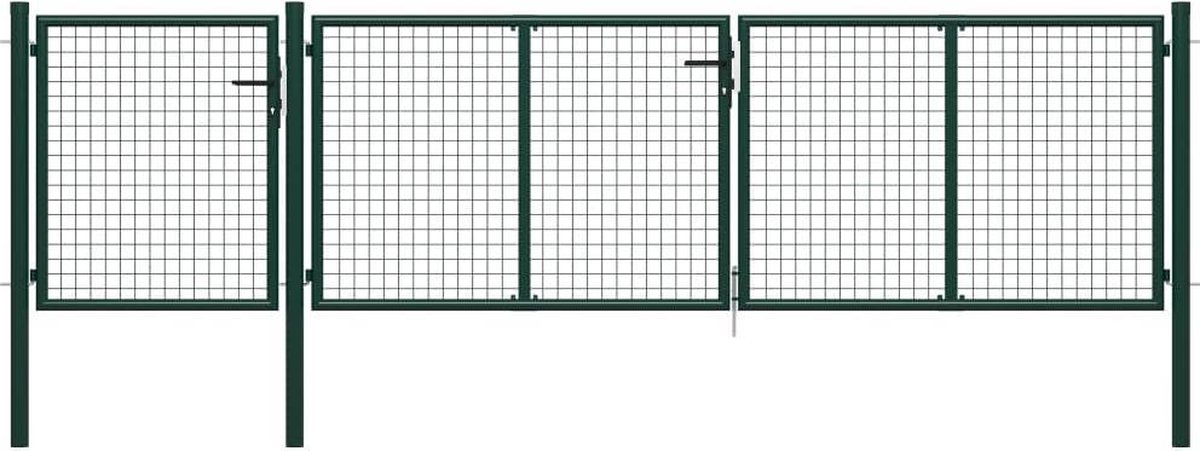 vidaXL - Tuinpoort - staal - 400x75 - cm - groen