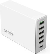 Orico - Bureaulader met Quick Charge 2.0 met 5 type-A USB-laadpoorten en 1 type-C USB-laadpoort - tot 50W - wit