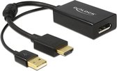 DeLOCK Premium HDMI 1.4 naar DisplayPort 1.2 actieve adapter (4K 30 Hz) / zwart - 0,20 meter