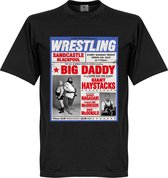 Big Daddy vs Giant Haystack Wrestling Poster T-shirt - Zwart - XXXXL