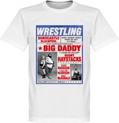 T-shirt Poster Big Daddy vs Giant Haystack Wrestling - Blanc - S