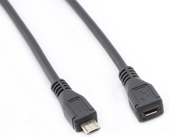 Uittrekken samenvoegen Seminarie USB Micro B naar USB Micro B verlengkabel - USB2.0 - tot 1A / zwart - 2  meter | bol.com