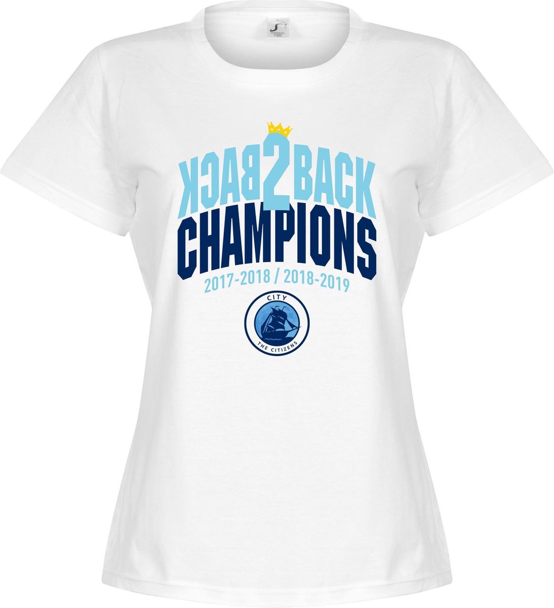 City Back to Back Champions T-Shirt - Wit - Dames - XXL