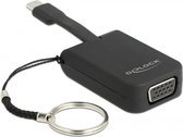 Premium USB-C naar VGA adapter sleutelhanger met DP Alt Mode (1920 x 1200) / zwart - 0,05 meter