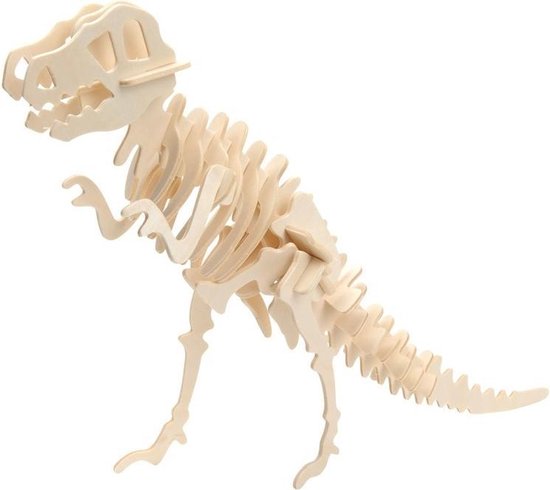 Eentonig Binnenshuis kool Bouwpakket dinosaurus Tyrannosaurus Rex hout - 3D T-Rex dino bouwspeelgoed  | bol.com
