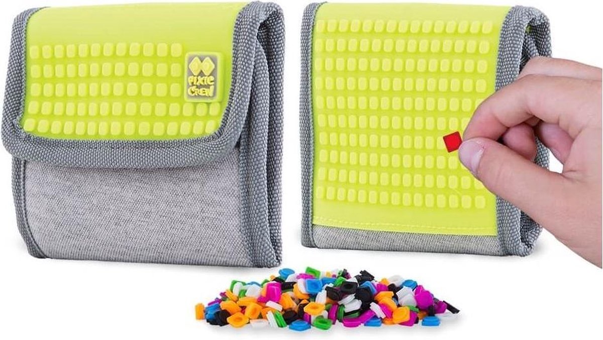 Tasje Pixie Crew grijs/neongeel 13x10x2 cm