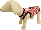 Tank top shirt gestreept rood / wit met print - XXS (rug lengte 19 cm, borst omvang 26 cm, nek omvang 14 cm )
