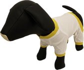 Pyjama voor de hond wit met een geel randje - XS ( rug lengte 18 cm, borst omvang 32 cm, nek omvang 24 cm )