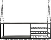 PTMD Fedok Black Metal Ceiling Kitchen Storage Rack