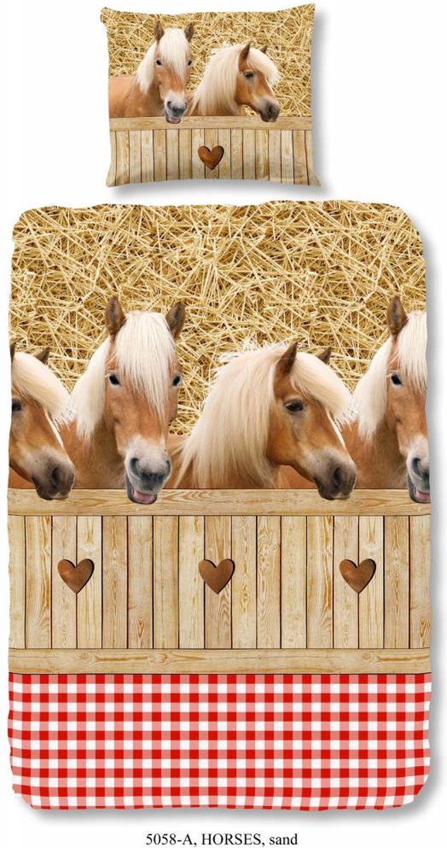 Good Morning Kinderdekbedovertrek "Horses" - Zand - (140x200/220 cm)