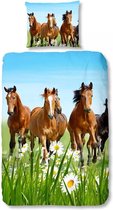 Good Morning Horses Dekbedovertrek - Eenpersoons - 140x200/220 cm - Multi