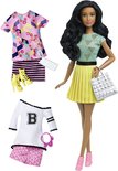 Barbie Fashionistas Fashion Gift Set 4 - Barbiepop met 3 outfits