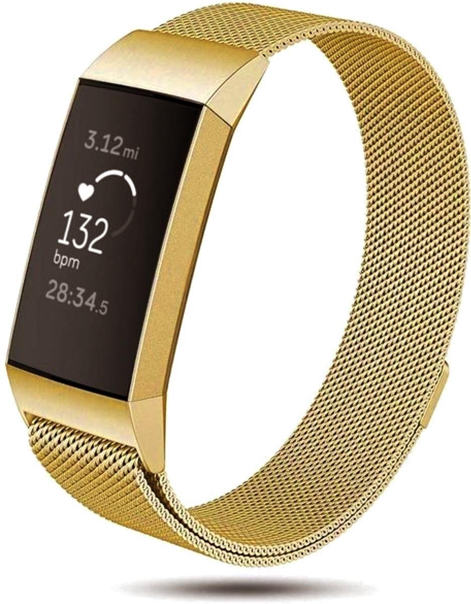 Milanees bandje - Fitbit charge 3 & 4 bandjes - Goud - Small
