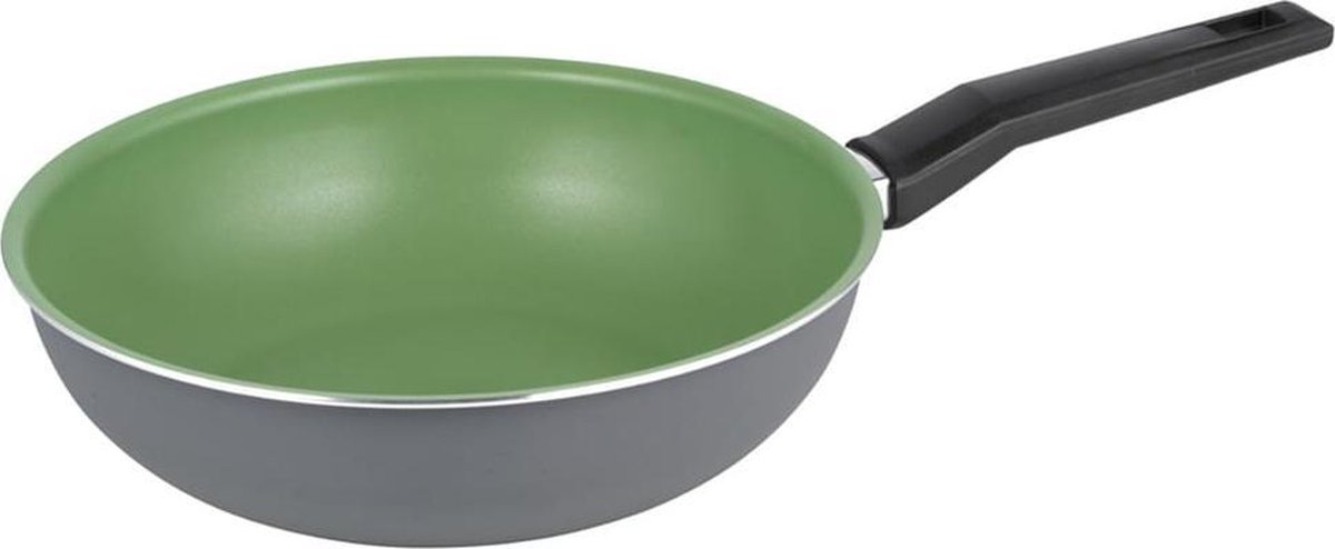 Michelino 28122 Wokpan Ø 28cm Zwart Groen Serie Lara green