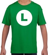 Luigi loodgieter verkleed t-shirt groen voor kinderen - carnaval / feest shirt kleding / kostuum 134/140