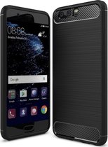 Huawei P10 – Zwart – Geborsteld TPU carbon – Shockproof