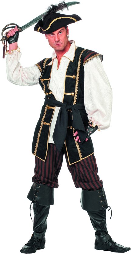 Wilbers & Wilbers - Piraat & Viking Kostuum - Koninklijke Piraat Bruin - Man - Bruin - Maat 60 - Carnavalskleding - Verkleedkleding