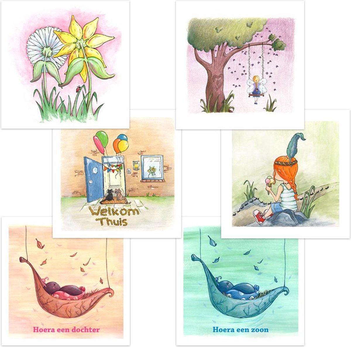 Wenskaarten | Set van 6 | Diverse thema's | Illu-Straver