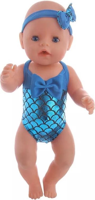 bol.com | Poppenkleertjes - Geschikt voor Baby Born - Blauwe zeemeermin  badpak - Zwemkleding -...