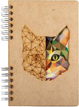 KOMONI - Duurzaam houten Schetsboek - Gerecycled papier - Navulbaar - A5 - Blanco -   Kat