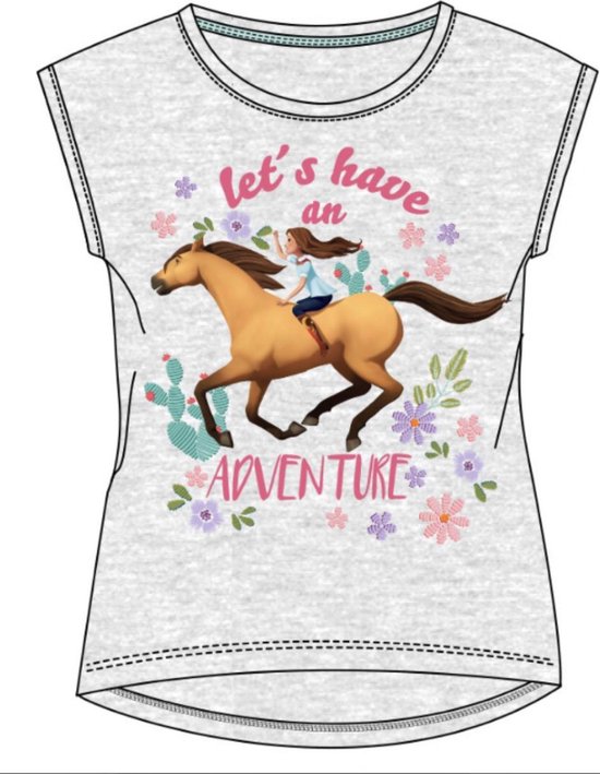 Spirit Riding Free t-shirt - grijs - maat 116 / 6 jaar