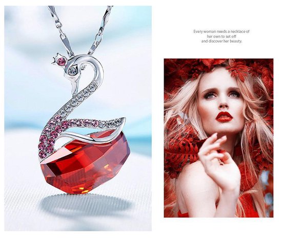 en collier met zwaan - blauwe veren - GL Timeless Classics