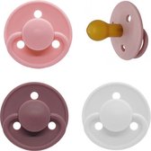 Set van 3 fopspenen Mininor - Latex- 0-6 maand - Roze, Pruim en Wit