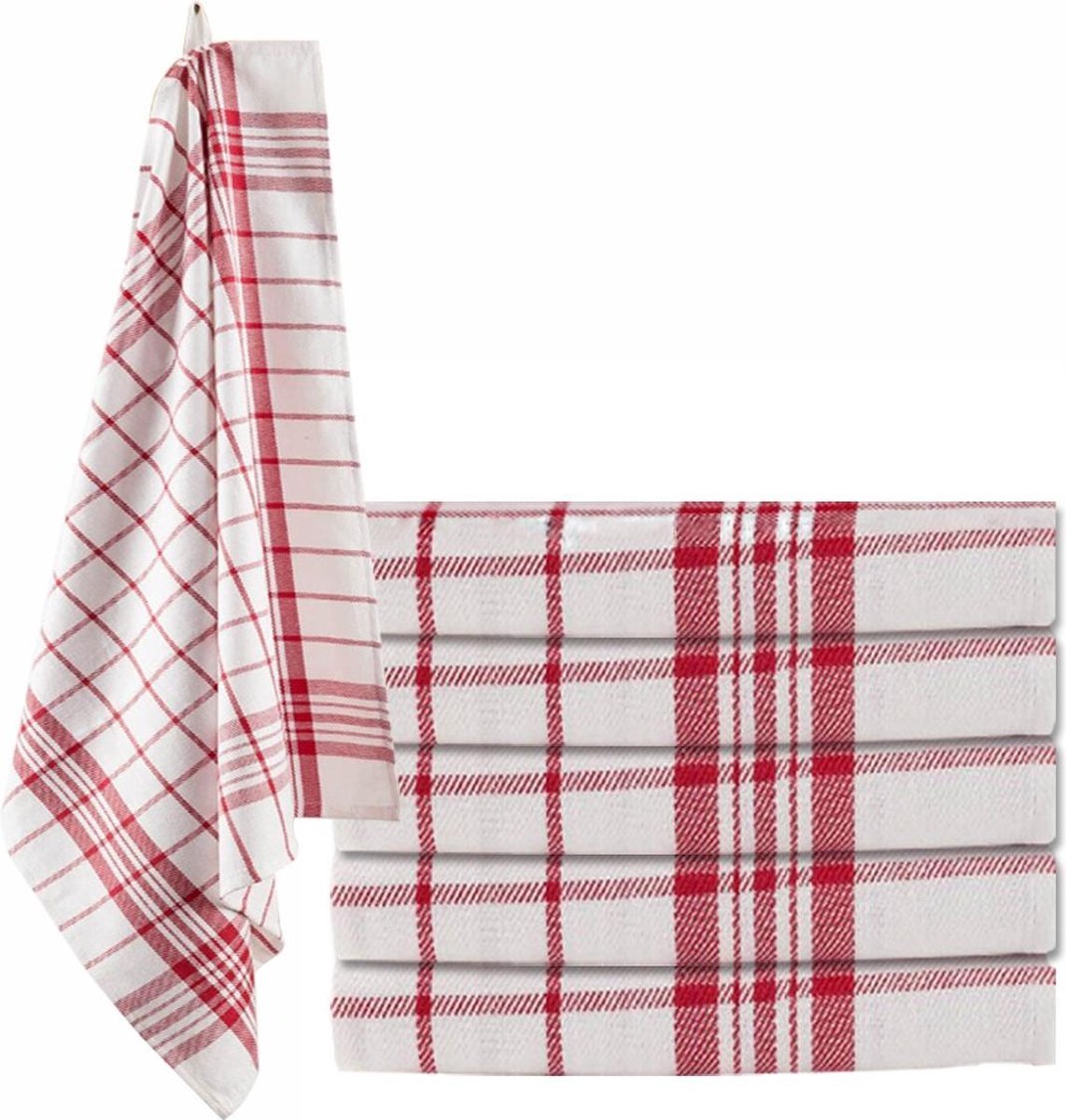 Homéé® Theedoeken classin ruiten rood - set van 6 stuks - 100% katoen ...
