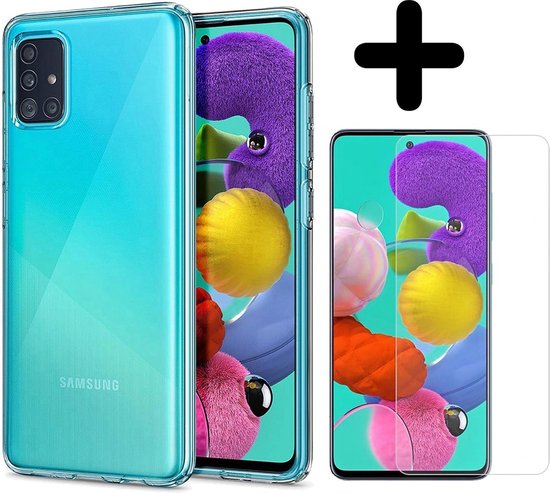 Coque de téléphone transparente à côté d'un smartphone avec protecteur d'écran. Une icône plus se trouve à côté.
