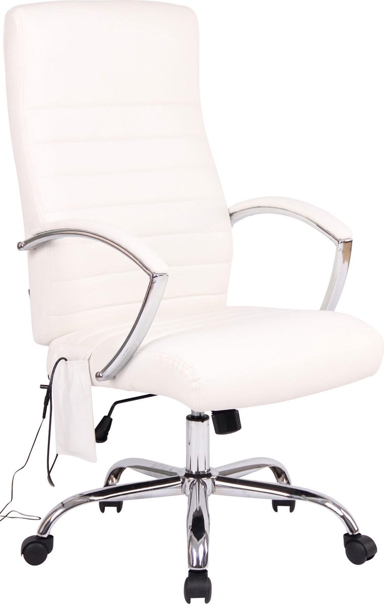 Luxe Comfort Bureaustoel Massagestoel Design Gewatteerd Kunstleer Wit 58x72x123 cm