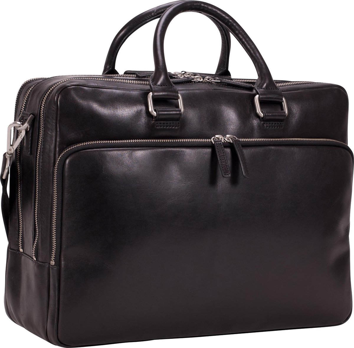 Leonhard Heyden Cambridge laptoptas 3-vaks 15 inch - Zwart