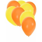 50x ballonnen oranje en geel - knoopballonnen