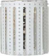 T-lichthouder  Antiek Wit Champ D8x9cm strepen Dots (set van 12)