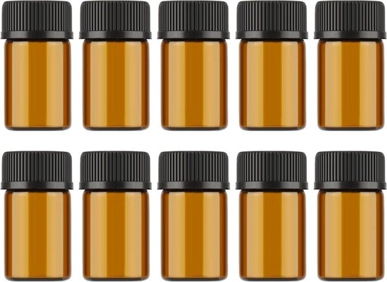 Glazen sample flesje - 2 ml - Amber bruin - Etherische olie - Parfum -  Hervulbaar -... | bol.com