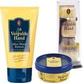 Verguld Hand Pakket - After Shave Balsem & Scheerzeep & Originele Scheerkwast