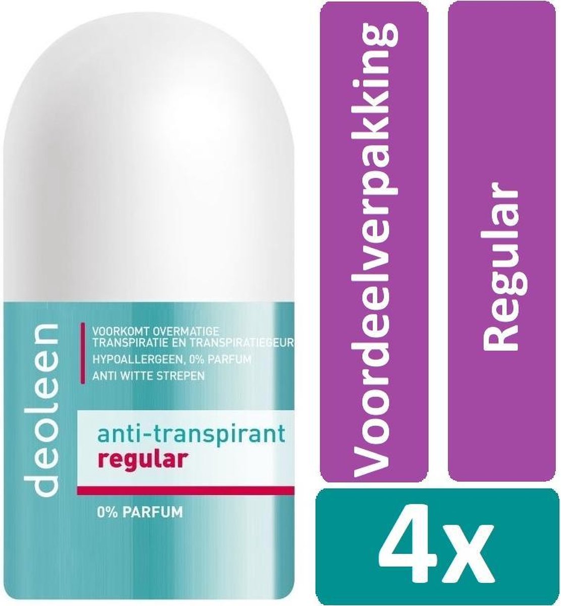 Deoleen Deodorat Roller 50 ml Regular 4 stuks Voordeelverpakking - Deoleen