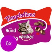 Whiskas Temptations 60 g - Kattensnack - 6 x Rund&Vlees