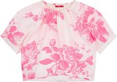 Bloei short sleeve blouse 02 rose branch flower pink linen White: 104/4yr