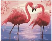 JDBOS ® Schilderen op nummer Volwassenen -  Verliefde flamingo's - Flamingo - Paint by numbers - Verven volwassenen - 40x50 cm