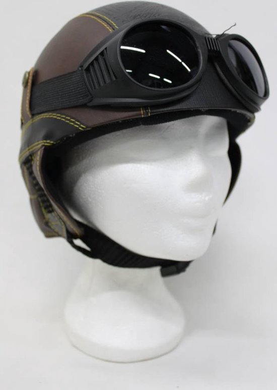 Demi-casque moto rétro en cuir