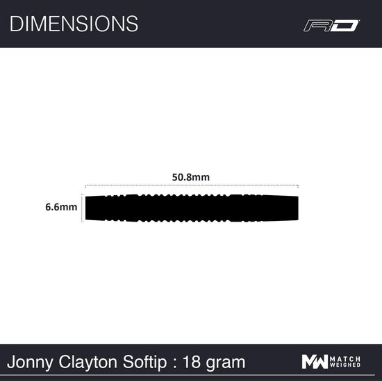 RED DRAGON - Jonny Clayton Original: Softip Tungsten Steel Dartpijlen Professioneel - 18 gram vat, 20 gram totaal gewicht van Red Dragon — afbeelding 5