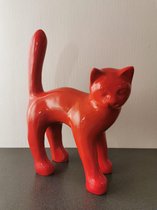 Beeld kat kop opzij rood