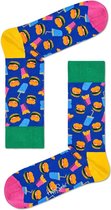 Happy Socks Hamburger Sokken - Blauw/Geel - Maat 41-46
