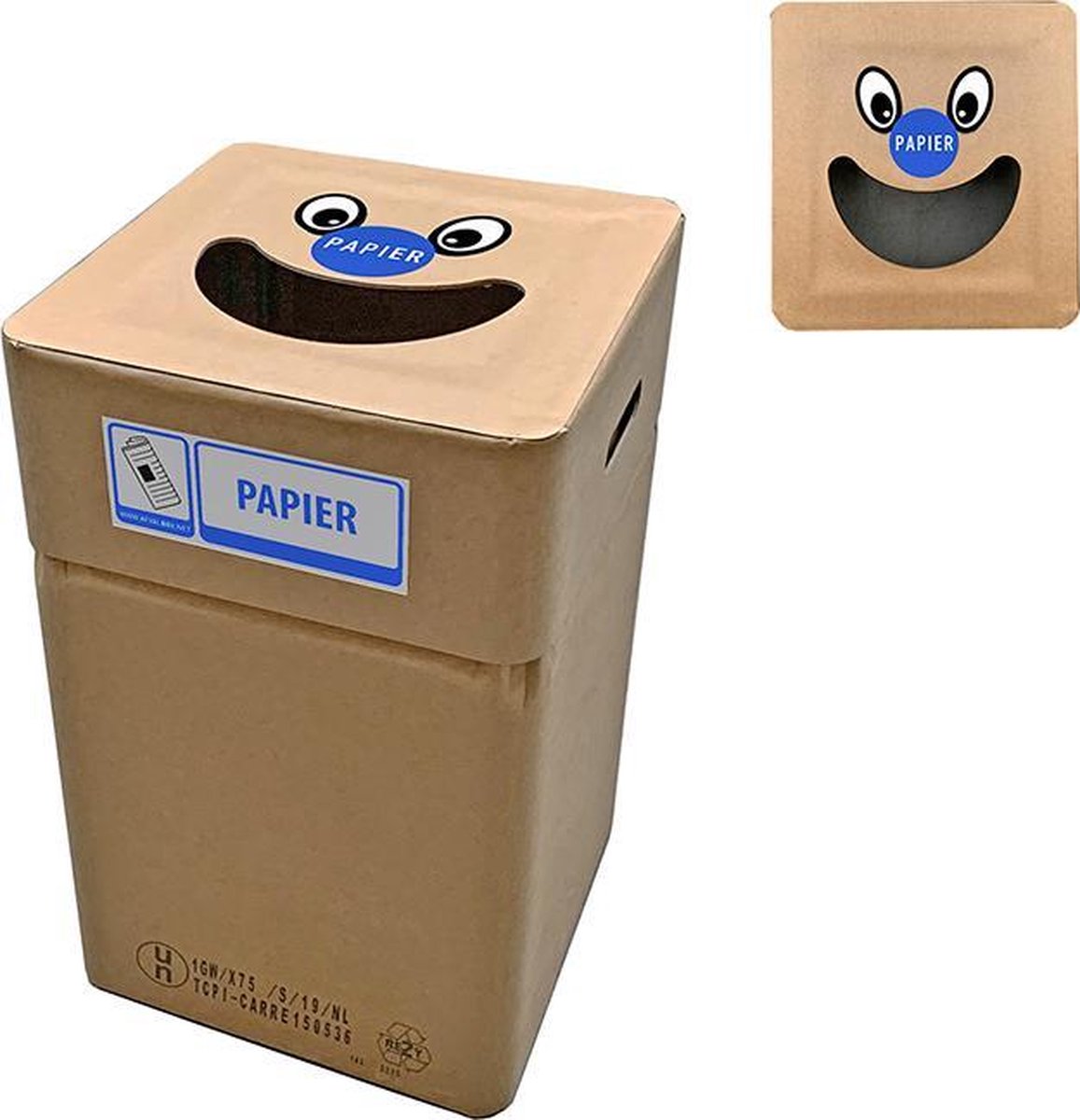 Kartonnen prullenbak/afvalbak Papier type smile (herbruikbaar)