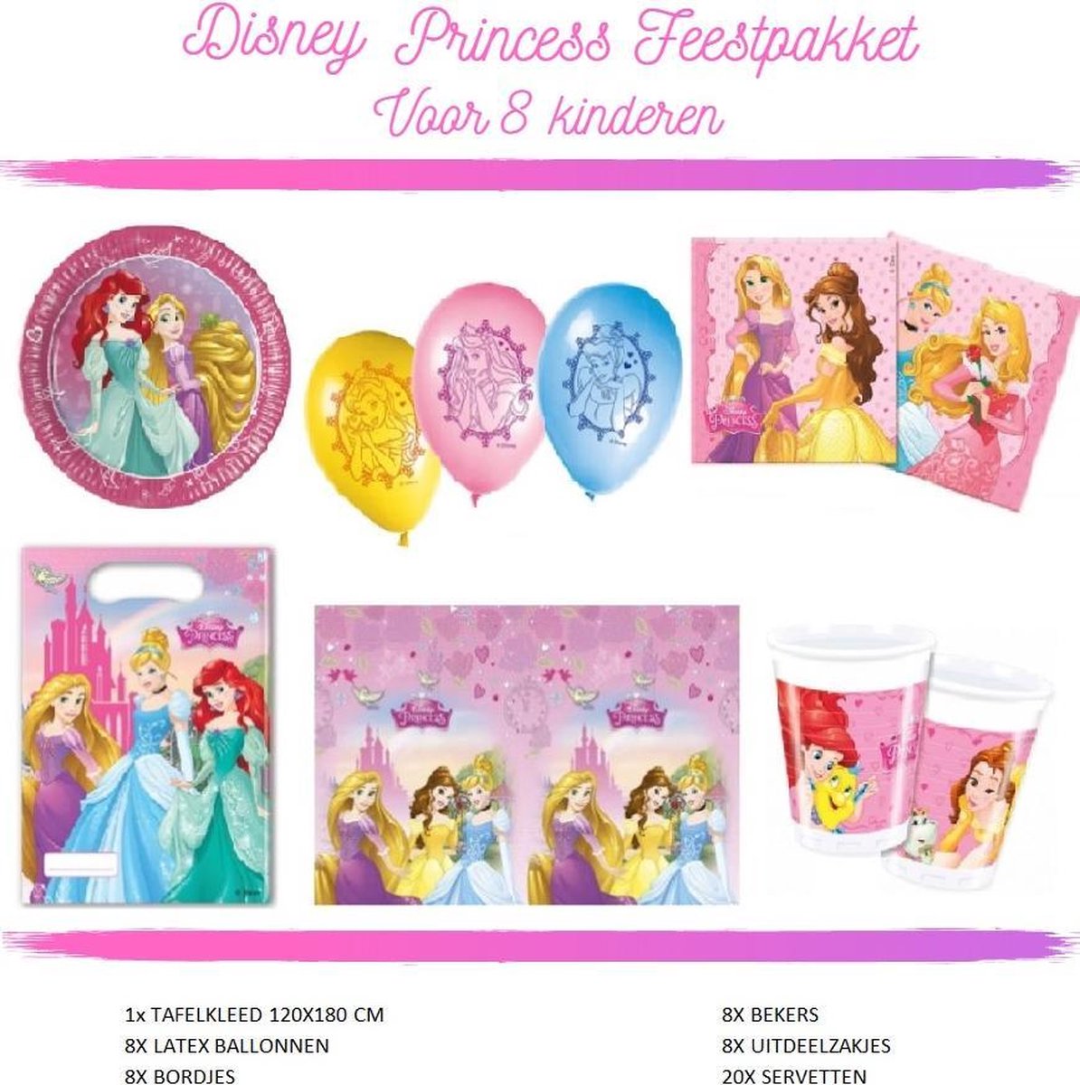 machine eetpatroon schoolbord Disney Princess Versiering Verjaardag Feestpakket - Kinderfeestje - Voor 8  Kinderen | bol.com